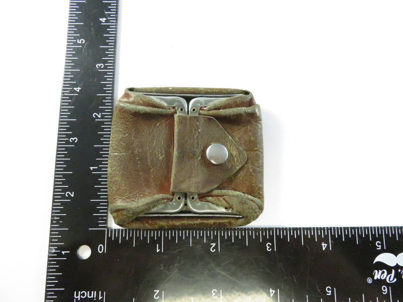 Antique 1920s leather coin purse folding snap closure hinged frame compact pocket change holder
