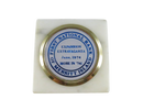 Vintage 1974 First National Bank Merritt Island marble paperweight Expansion Extravaganza promo — Gold — front view