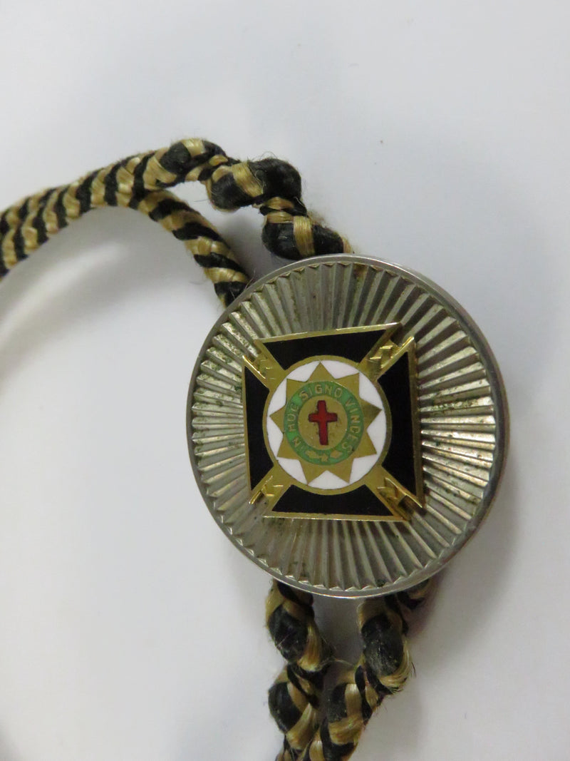 Vintage Knights Templar Cross Bolo Tie with Enamel and Metal Tips