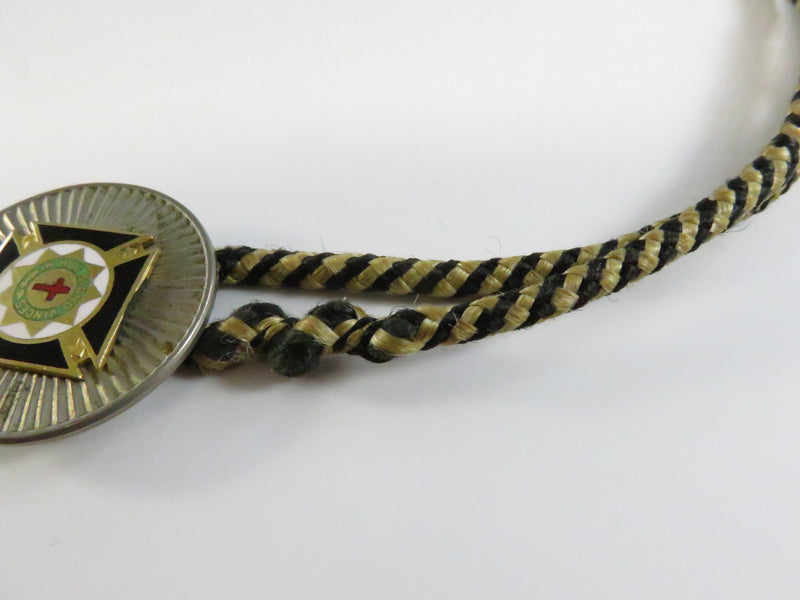 Vintage Knights Templar Cross Bolo Tie with Enamel and Metal Tips