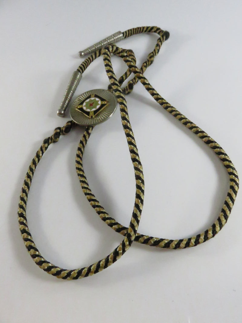Vintage Knights Templar Cross Bolo Tie with Enamel and Metal Tips