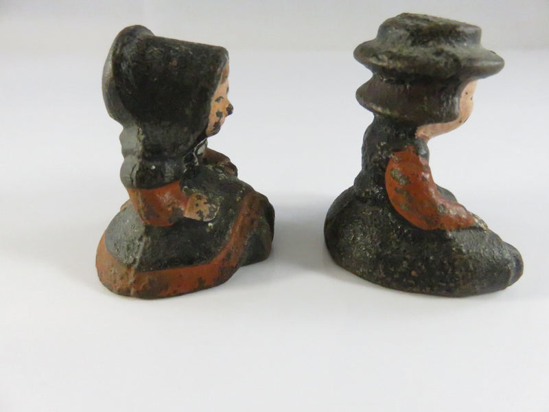 Vintage Cast Iron Amish Children Figurines – Pair, Hand-Painted, Mid-20th C.