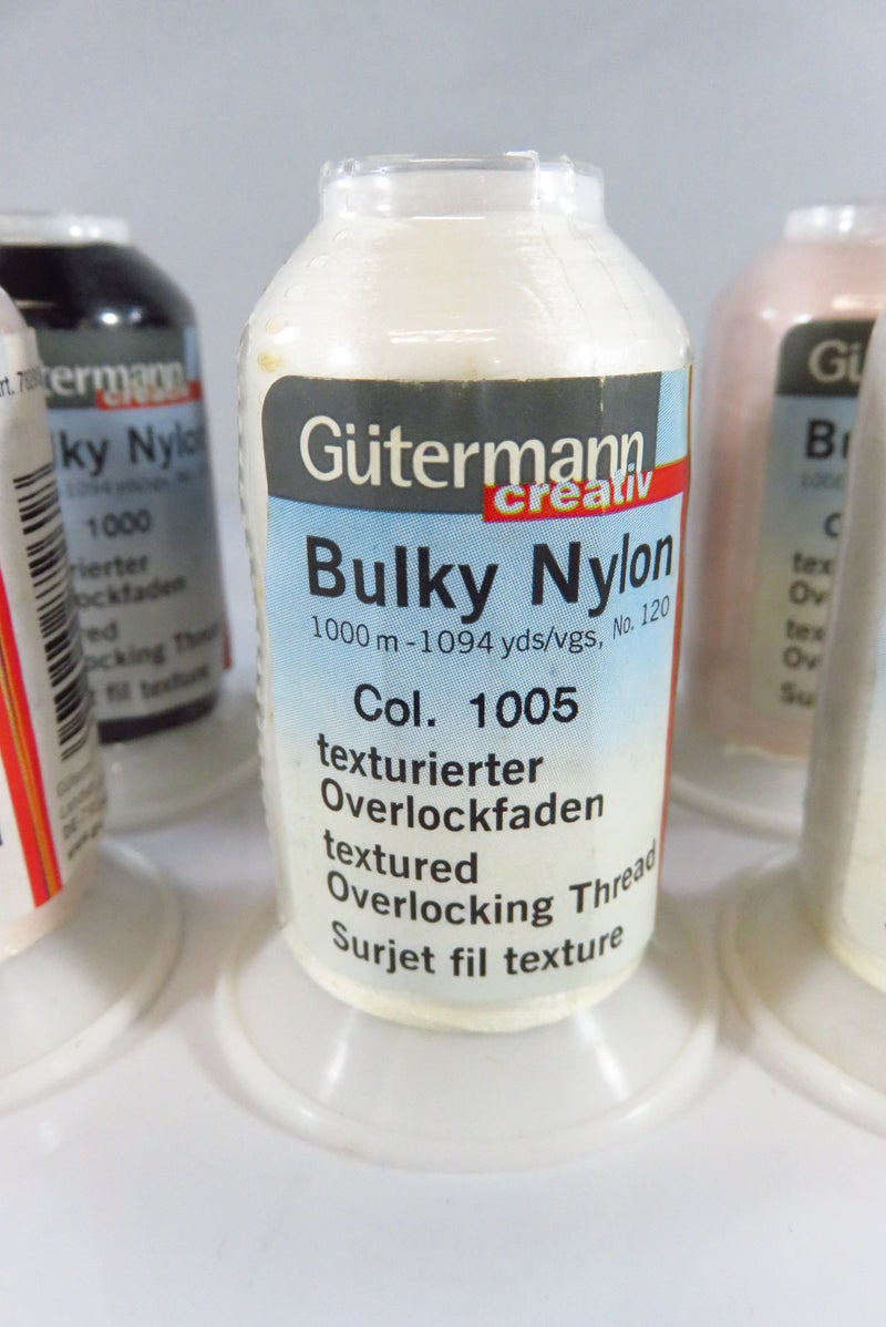 Gutermann Bulky Nylon Overlocking Thread 3 Color 6 Spool Lot 1000, 1005, 1050