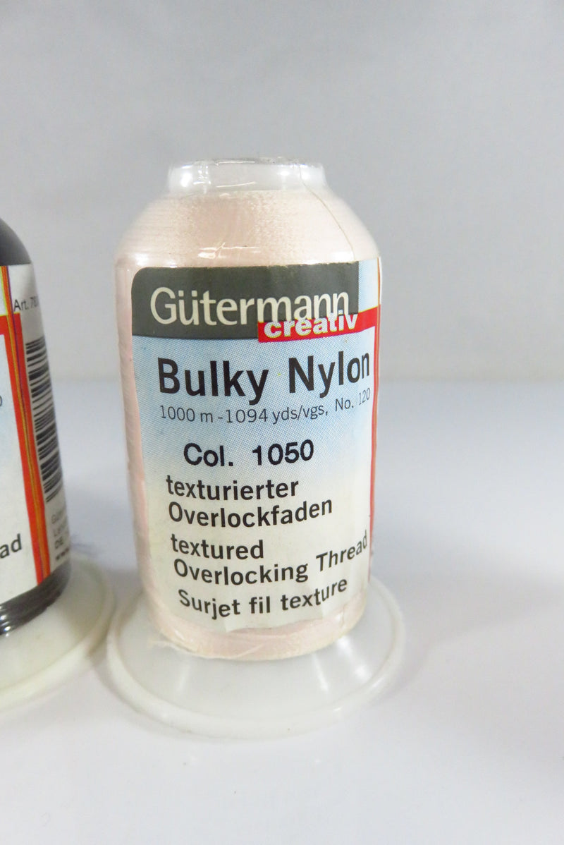 Gutermann Bulky Nylon Overlocking Thread 3 Color 6 Spool Lot 1000, 1005, 1050