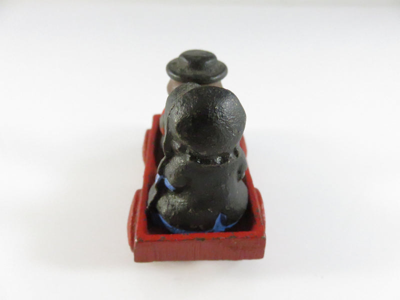 Vintage Cast Iron Amish Children in Red Wagon – Miniature Folk Art Figural Set