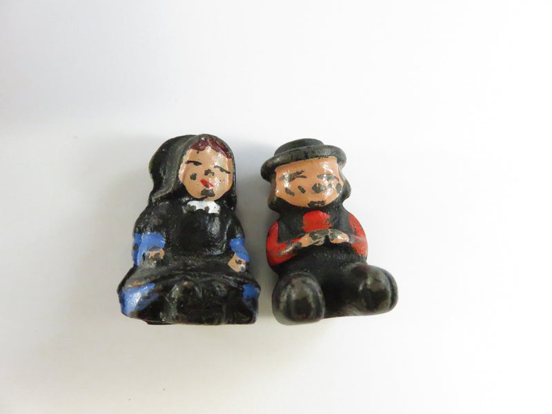 Vintage Cast Iron Amish Children in Red Wagon – Miniature Folk Art Figural Set