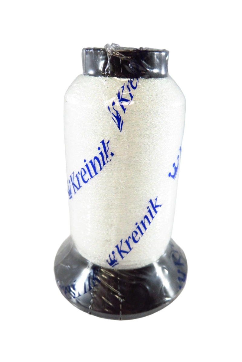 Kreinik Pearl White 1000 Meter Spool Fine Twist Braided Metallic Thread ZT0030 — Pearl — front view