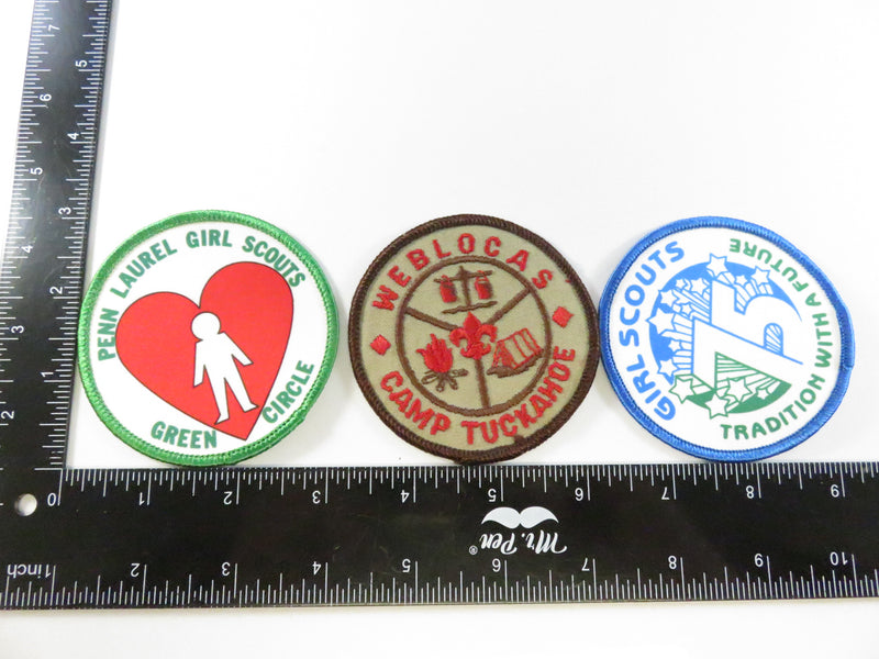 Vintage Girl Scout Patches Set – Camp Tuckahoe, Penn Laurel Green Circle, 75 Years Tradition