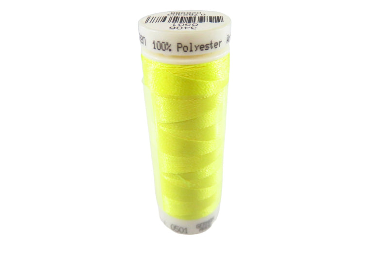 Mettler Poly Sheen Embroidery Thread No. 40 Sun Neon 3406-0501 220 Yard Spool — front view