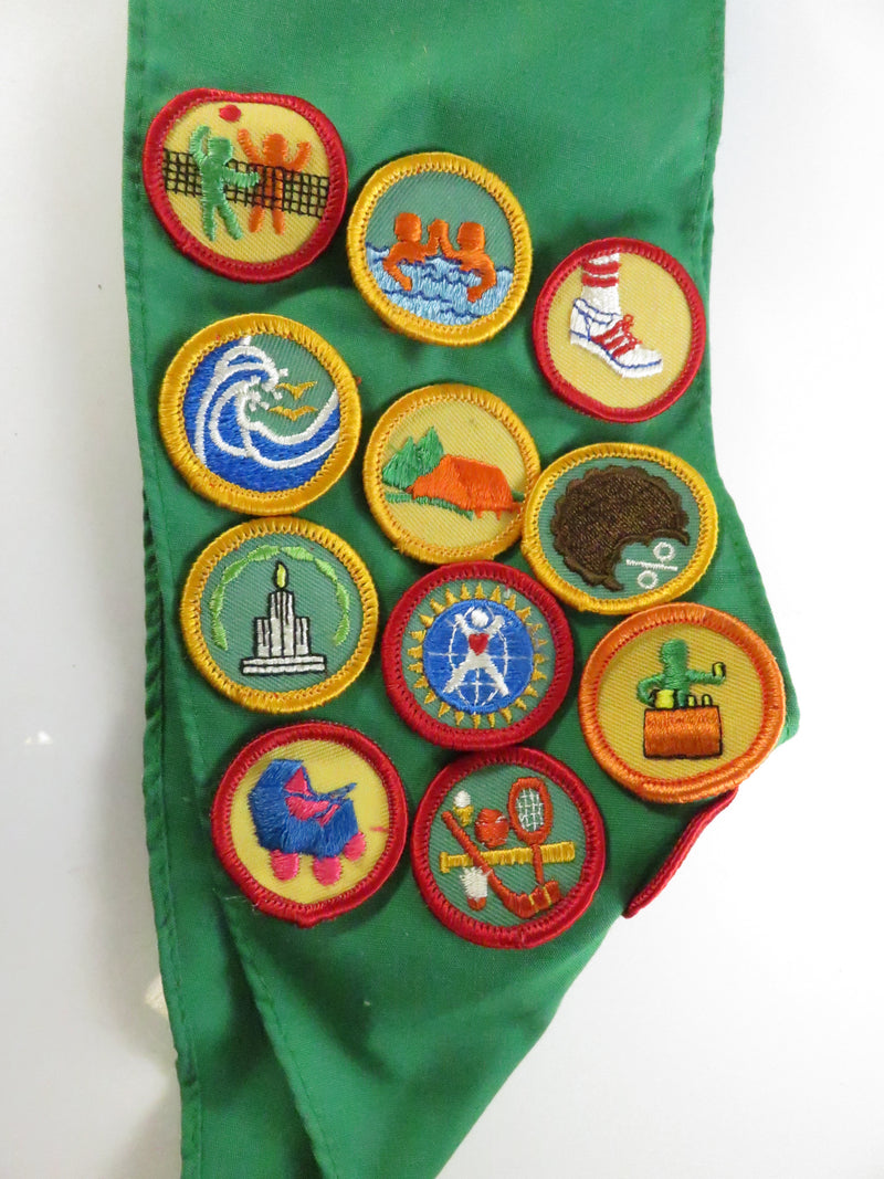 1980s Girl Scouts sash Penn Laurel Troop 803 with Junior Aide, Bridge to Juniors, Brownie wings