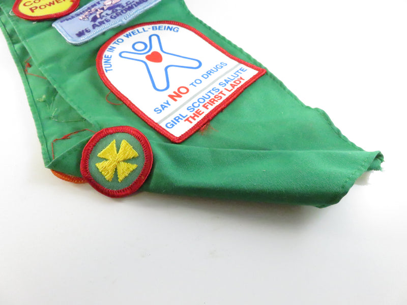 1980s Girl Scouts sash Penn Laurel Troop 803 with Junior Aide, Bridge to Juniors, Brownie wings