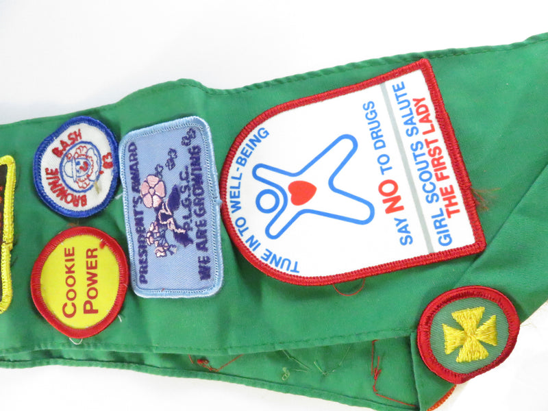 1980s Girl Scouts sash Penn Laurel Troop 803 with Junior Aide, Bridge to Juniors, Brownie wings