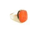 Vintage 10K Gold Carnelian Roman Soldier Intaglio Signet Ring Size 10 — 10K, Gold — front view