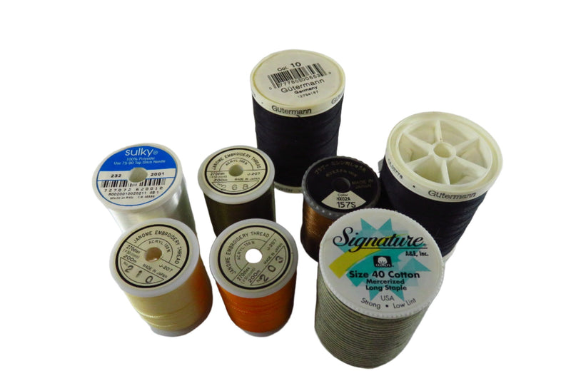 8 Spool Variety Janome, Gutermann, Sulky, Signature Various Colors