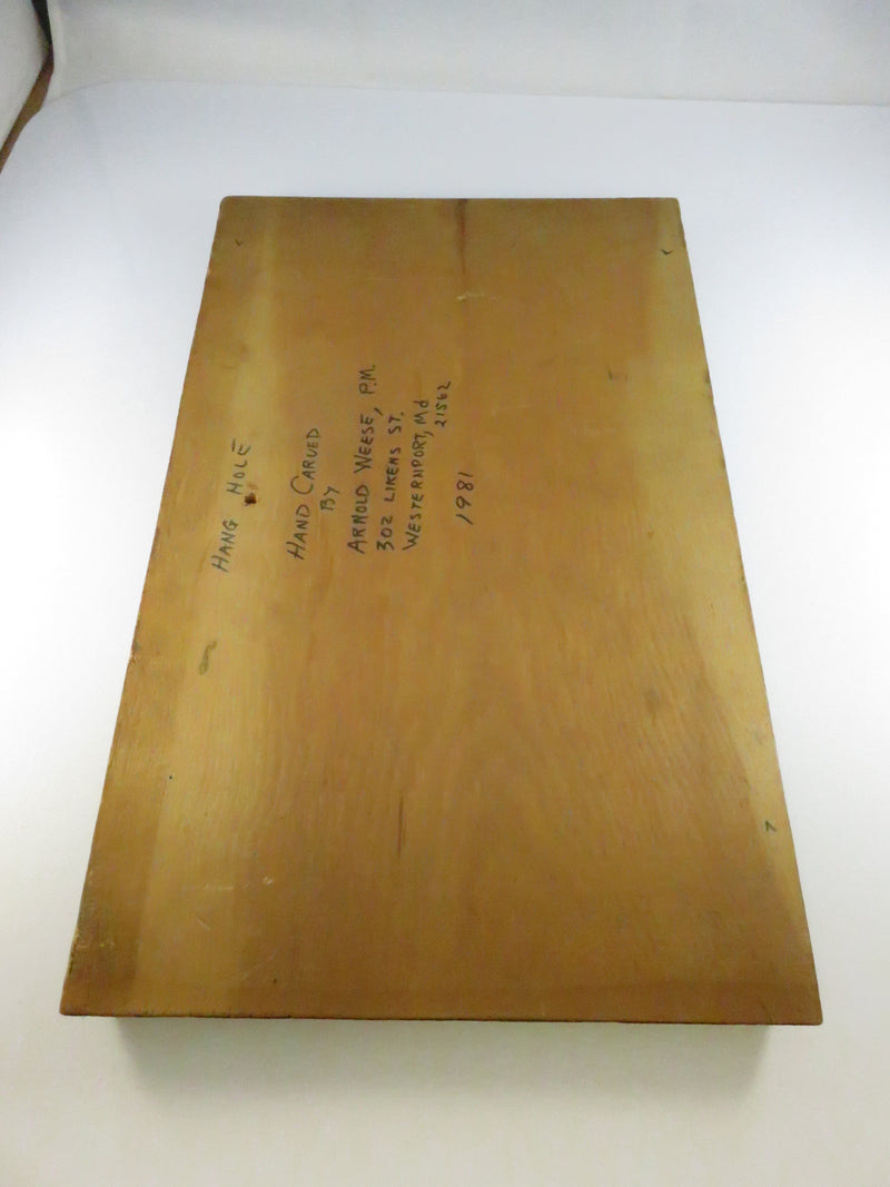 1981 hand-carved Masonic wood plaque – Moorefield Lodge No. 29, Square & Compasses emblem