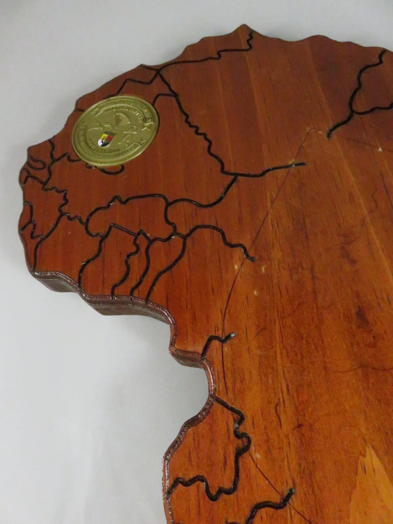 3rd Special Forces Group (Airborne) coin on Africa-map wood plaque, “Desert Rats • Caribs • Bushmen”