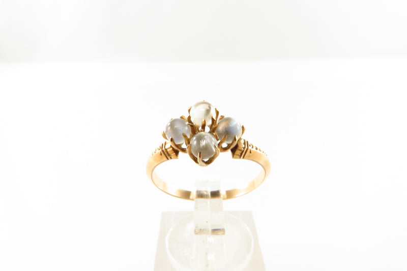 Antique Victorian 4 Moonstone Orb Wedding Ring 10K Gold Size 6 3/4