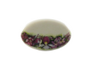 Vintage Oval Porcelain Floral Brooch Pinback and Lapel Pin — front view