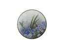 Vintage Enamel on Copper Blue Floral Round Brooch Pinback and Lapel Pin — Enamel — front view