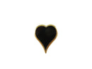 Vintage Avon Black Enamel Heart Brooch Pinback and Lapel Pin — Gold, Enamel — front view