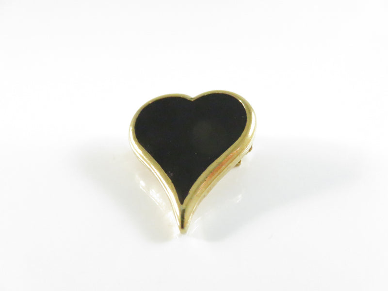 Vintage Avon Black Enamel Heart Brooch Pinback and Lapel Pin