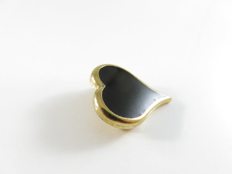 Vintage Avon Black Enamel Heart Brooch Pinback and Lapel Pin