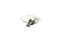 CZ Heart Solitaire with Marcasite Accented Flower 925 Band Ring for Resto Size 7 — Sterling Silver, Silver — front view