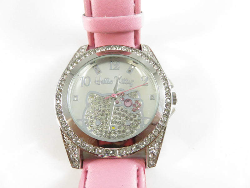 Hello Kitty Sanrio SIL-3419 Rhinestone Bezel Quartz Watch with Case
