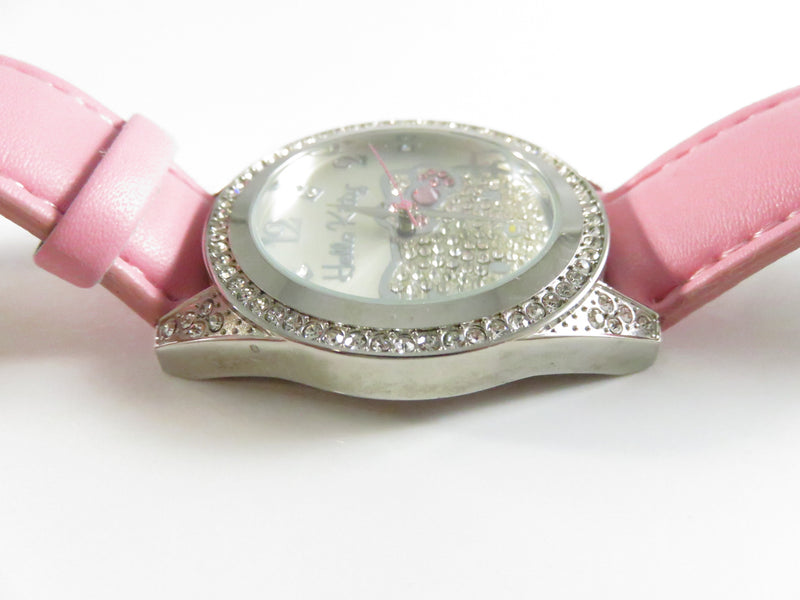 Hello Kitty Sanrio SIL-3419 Rhinestone Bezel Quartz Watch with Case