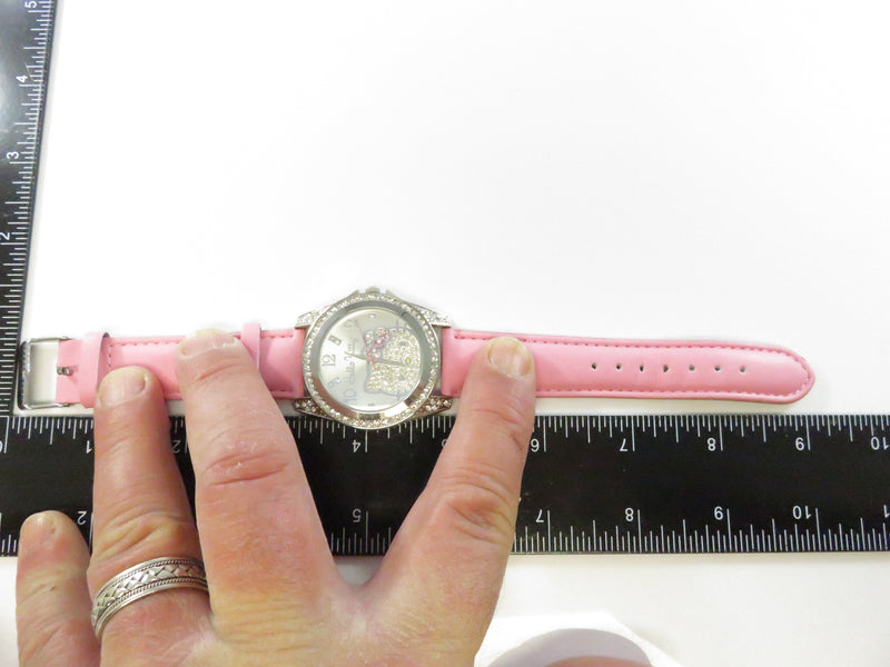 Hello Kitty Sanrio SIL-3419 Rhinestone Bezel Quartz Watch with Case
