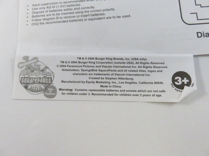 SpongeBob SquarePants 2004 Burger King Digital Watch with Tin