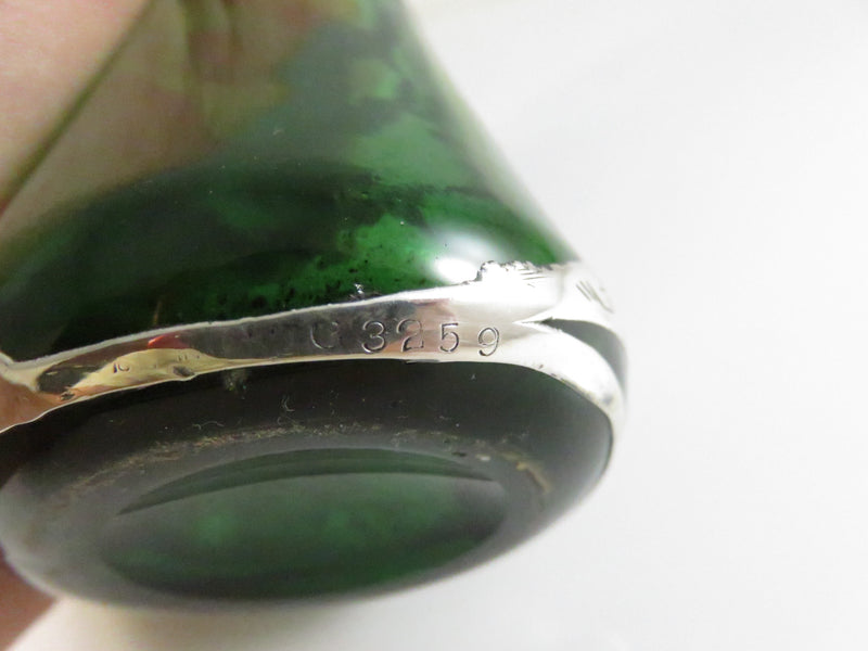 Antique Alvin Sterling Silver Overlay Green Glass Bud Vase G3259