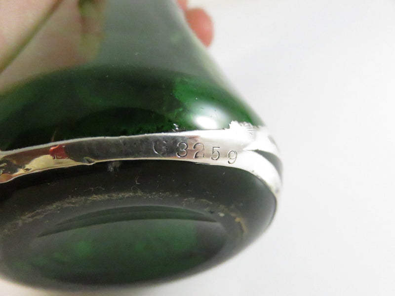 Antique Alvin Sterling Silver Overlay Green Glass Bud Vase G3259
