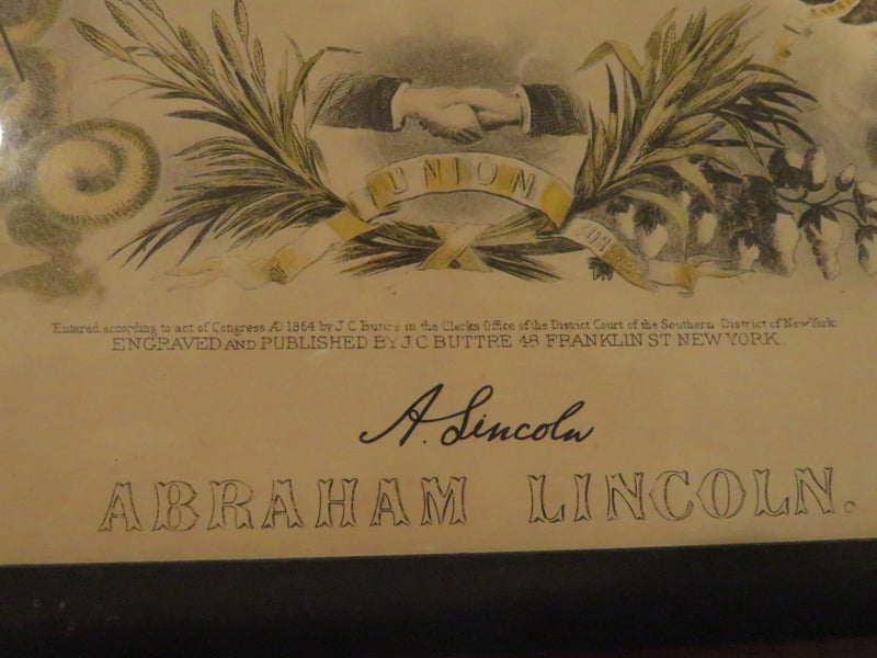 Abraham Lincoln 1864 Colored Engraving by J.C. Buttre after Mathew Brady