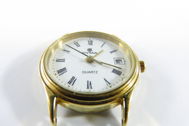 Cyma Analog Quartz Watch Swiss Made Gold Plated Womens Watch For Parts