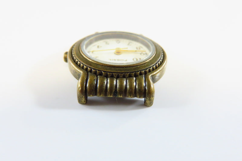 Unusual Womens Fossil Watch EC-8699 Antiqued Style Brass Case