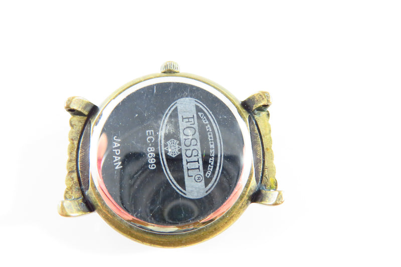 Unusual Womens Fossil Watch EC-8699 Antiqued Style Brass Case