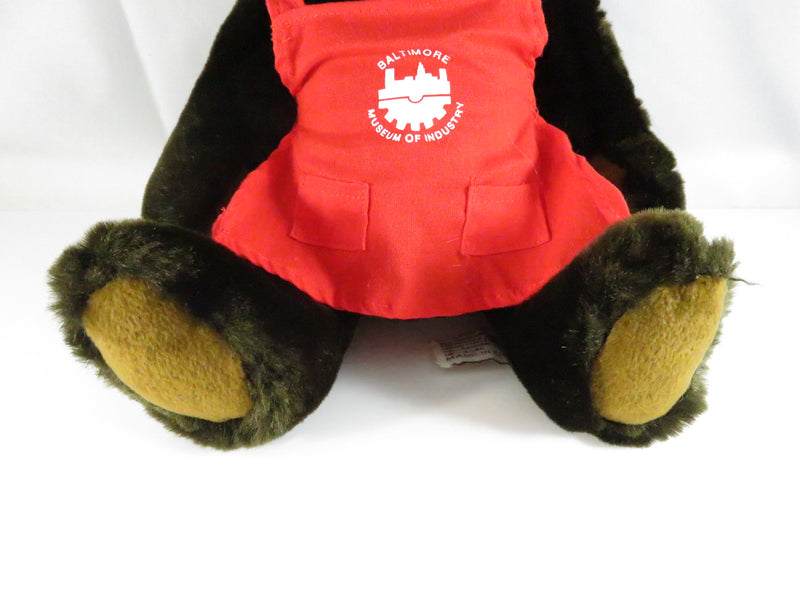 Velvete by Groke Plush Bear 9" with Red Baltimore Museum of Industry Apron Vintage Stuffed Animal