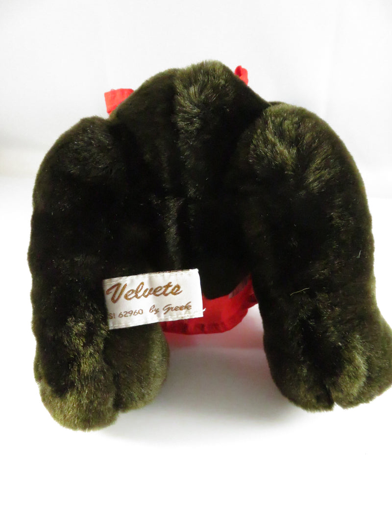 Velvete by Groke Plush Bear 9" with Red Baltimore Museum of Industry Apron Vintage Stuffed Animal