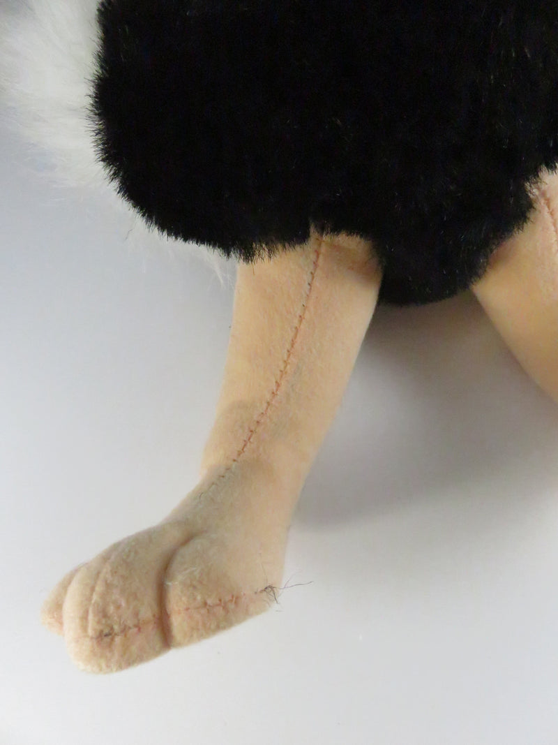 Fiesta Plush Ostrich 14" Tall Vintage Stuffed Animal Exotic Bird Toy Black Body White Feathers Pink Legs