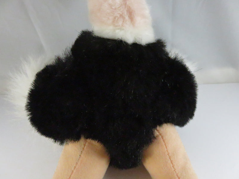 Fiesta Plush Ostrich 14" Tall Vintage Stuffed Animal Exotic Bird Toy Black Body White Feathers Pink Legs