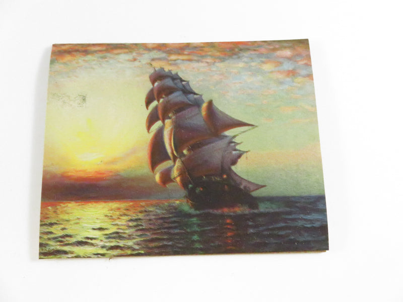 Red Sails at Sunset by Francis Augustus Silva Miniature Chromolithograph in Antique Frame