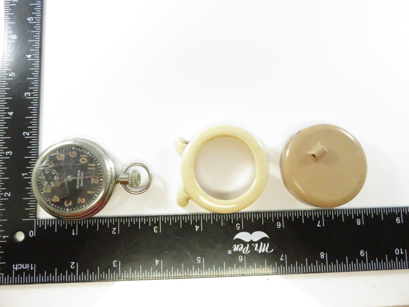 Leonard Night Watch Pocket Watch with Bakelite Travel Case For Repair