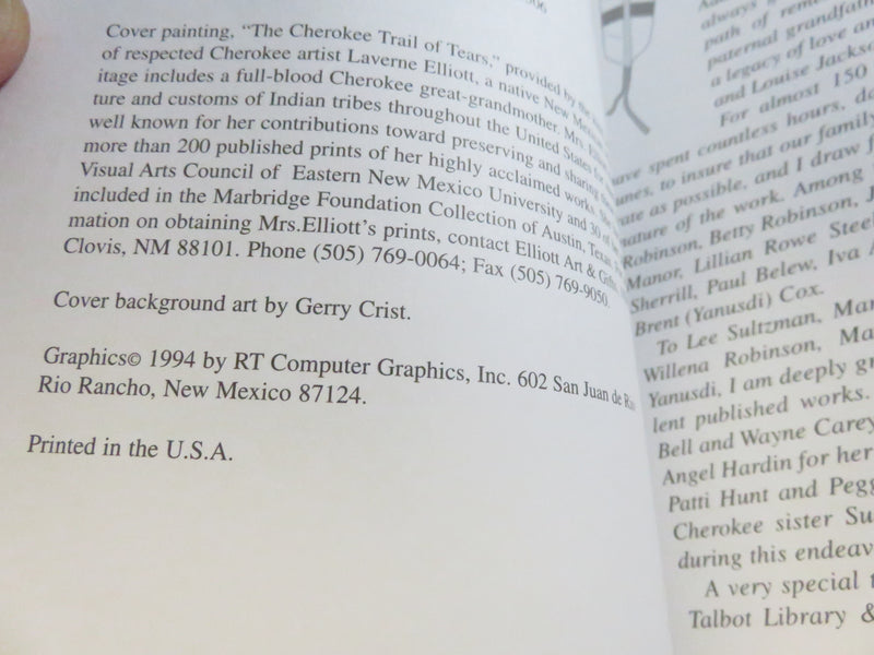 Cherokee Proud: Tracing and Honoring Cherokee Ancestors by Tony Mack McClure PhD 2000