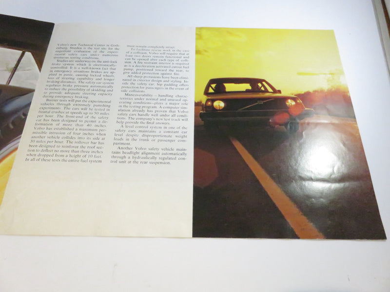 Volvo Experimental Safety Car 1972 VESC Brochure Tri-Fold Printed USA