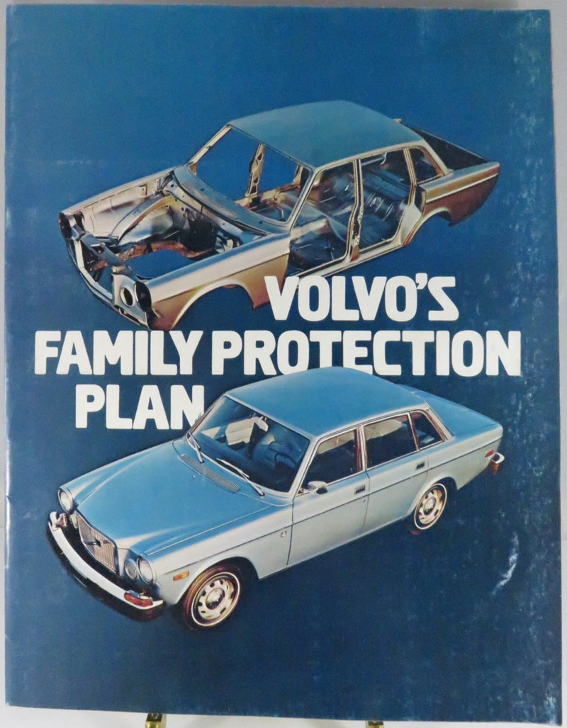 Vintage Volvo advertisement with car illustration and text on a blue background