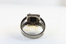Blackened Silver Metal Ring Square Faceted Black Glass With Accents Size 7 product image for Just Stuff I Sell, clear front view, neutral background, original listing photo, optimized descriptive alt text, centered composition variant 4