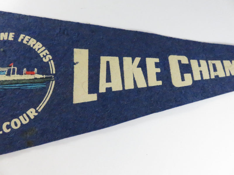 Vintage Streamline Ferries Lake Champlain Felt Pennant – M.V. Valcour – approx. 14 5/8"