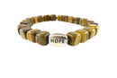 For Repurpose 22 Square Tiger Eye Beads One Silver Oval "Hope" Bead — Silver — front view