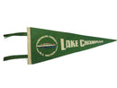 Vintage Lake Champlain Felt Souvenir Pennant – Streamline Ferries M.V. Valcour – White/Green – approx. 15" — front view